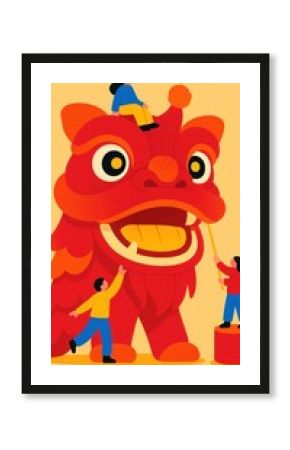 Vibrant lion dance celebration mobile wallpaper