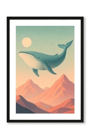 Surreal whale mountain landscape