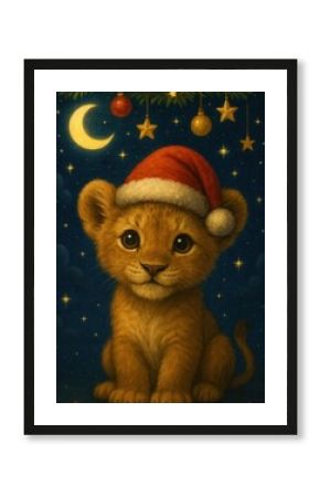 Adorable festive lion cub wallpaper.