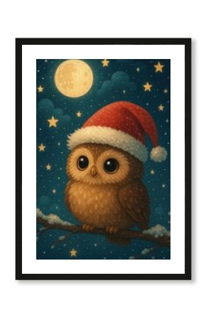 Cute owl festive night