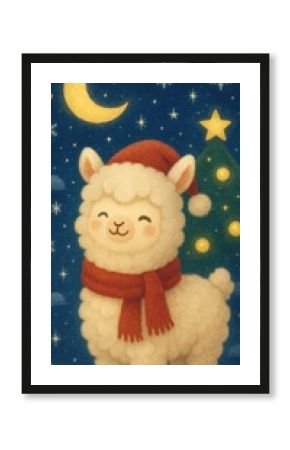 Festive llama under starry sky mobile wallpaper