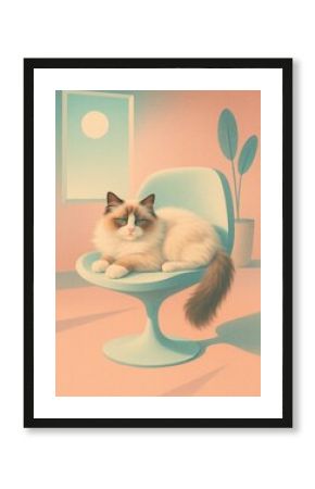 Serene cat in pastel room