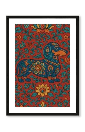 Colorful floral dachshund design