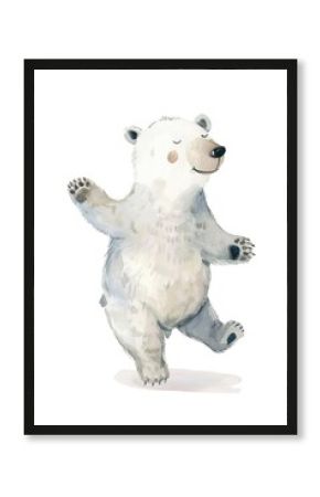 Polar bear dancing wildlife outdoors snowman.