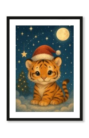 Adorable festive tiger cub wallpaper.