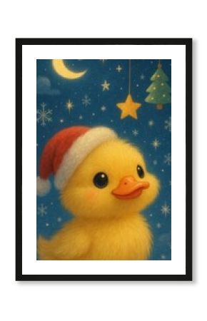 Festive duck under starry sky mobile wallpaper
