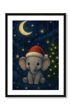 Cute festive elephant nightscape