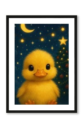 Cute duckling under starry sky mobile wallpaper