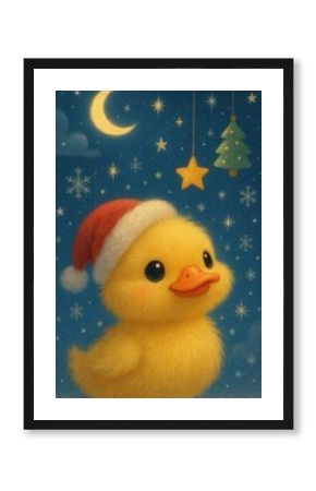 Festive duck under starry sky