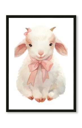 PNG Coquette chubby goat illustration watercolor animal.