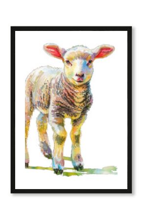 PNG  Colorful watercolor lamb illustration