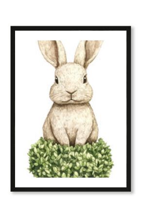 PNG Topiaries in rabbit shape art illustration watercolor.