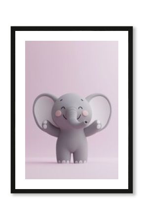 Cute cartoon elephant. AI.