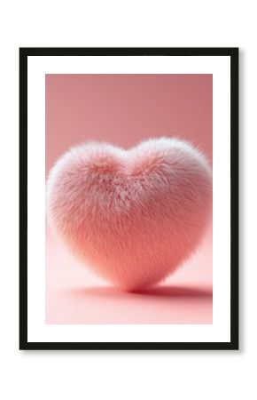 Soft fluffy heart on pink background: symbol of love and comfort