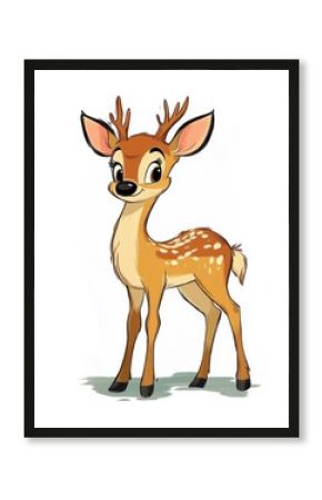 Adorable cartoon deer illustration with antlers on a white background