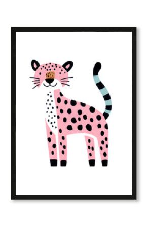 Cute tiger trendy children flat simple illustration isolated on white