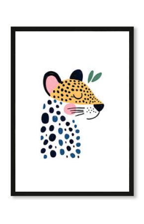 Cute tiger trendy children flat simple illustration isolated on white