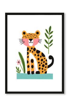 Cute tiger trendy children flat simple illustration isolated on white