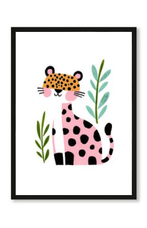 Cute tiger trendy children flat simple illustration isolated on white