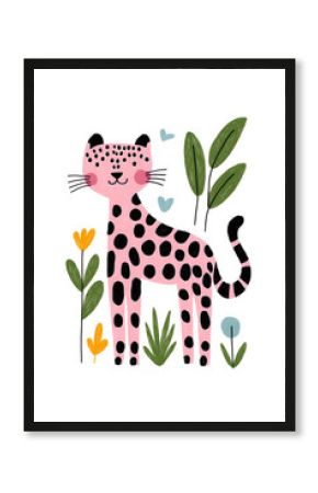 Cute tiger trendy children flat simple illustration isolated on white