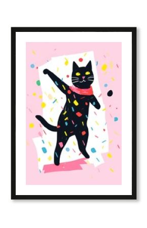 Happy cat enjoy party animal confetti mammal.