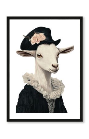 PNG Goat costumes wearing victorian fashion outfit animal human hat.