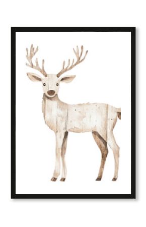 PNG Wooden Reindeer illustration watercolor wildlife.