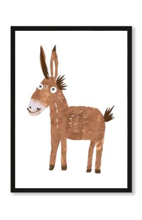 PNG Cute donkey illustration whimsical animal style.