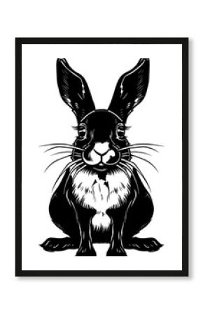 PNG Rabbit tattoo flat illustration illustrated stencil drawing.