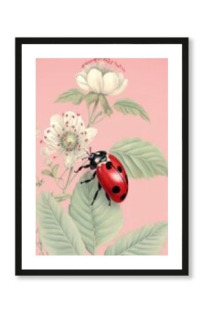 Vintage wallpaper flower animal insect.