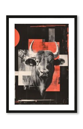 A buffalo illustration wildlife graphic.