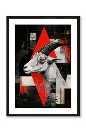 A goat illustration collage animal.