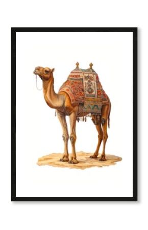 Colorful camel desert illustration