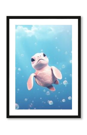 Chubby swimming turtle animal tortoise wildlife.