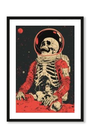 Skeleton and astronaut clothing cartoon science.