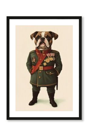 Animal military uniform medals.