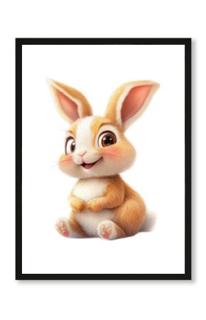 Cute bunny character digital playful isolated on transparent background, png