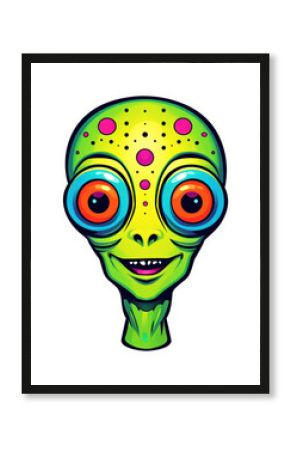 PNG Alien sticker art representation celebration.