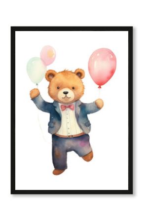 PNG Couple bear wearing wedding costume balloon cute toy.
