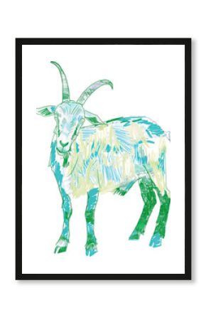 Colorful sketch of a goat