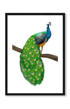 Peacock bird png illustration sticker, transparent background
