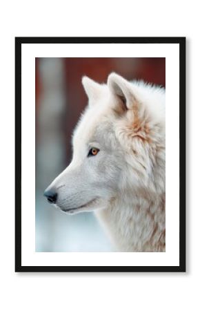 Majestic Dire Wolf Profile with Soft White Fur and Captivating Eyes