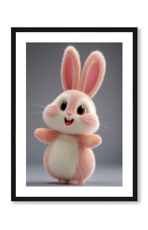 Adorable and Fluffy Pink Bunny Smiling Happily