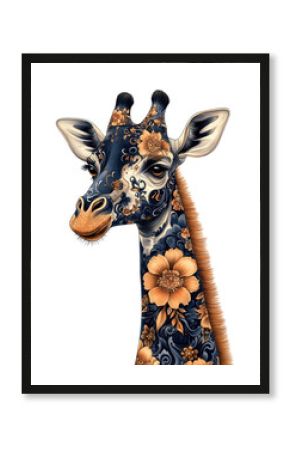 PNG A elegant giraffe illustration pattern animal.