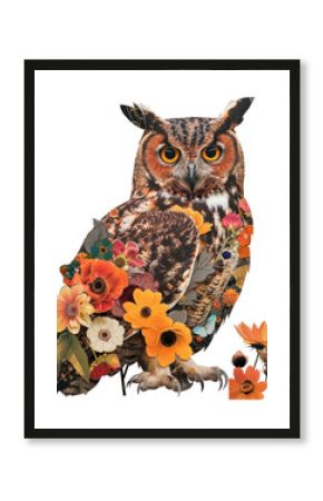 PNG Flower Collage owl flowers illustration bird.