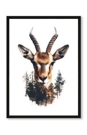 PNG Gazelle with trees antelope wildlife exposure.