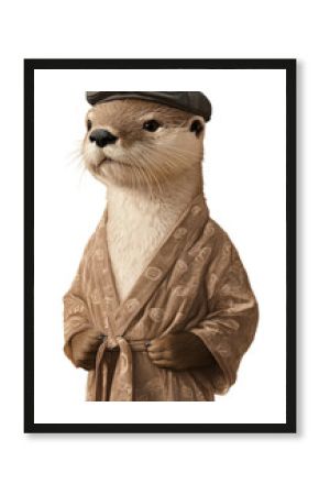 PNG Sea otter animal vintage human.