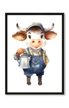 PNG Cow selling milk livestock cartoon cattle.