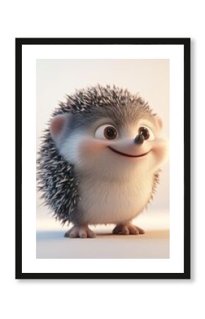 Happy hedgehog, studio shot, white background, children's book illustration