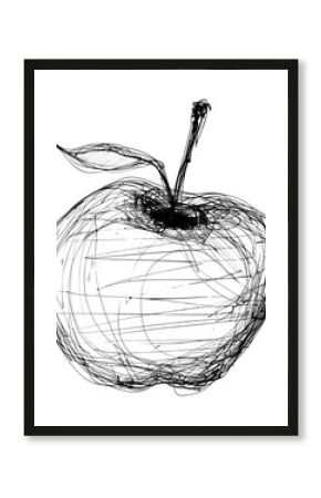 PNG Hand drawn of apple drawing sketch fruit.